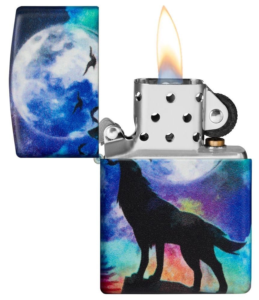 Zippo Lighter Wolf Howling at Night