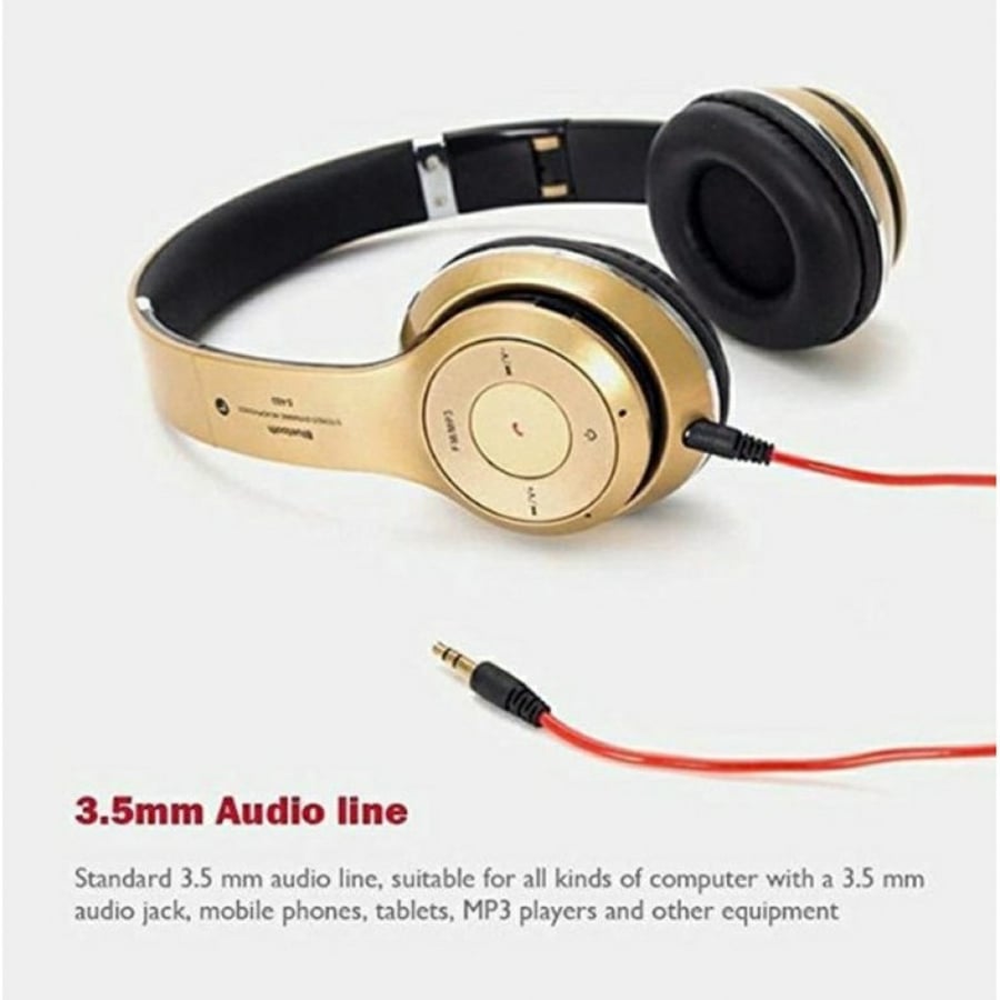 سماعة رأس بلوتوث لاسلكية رياضية ذهبي Gold Wireless Bluetooth Headphone v4.2