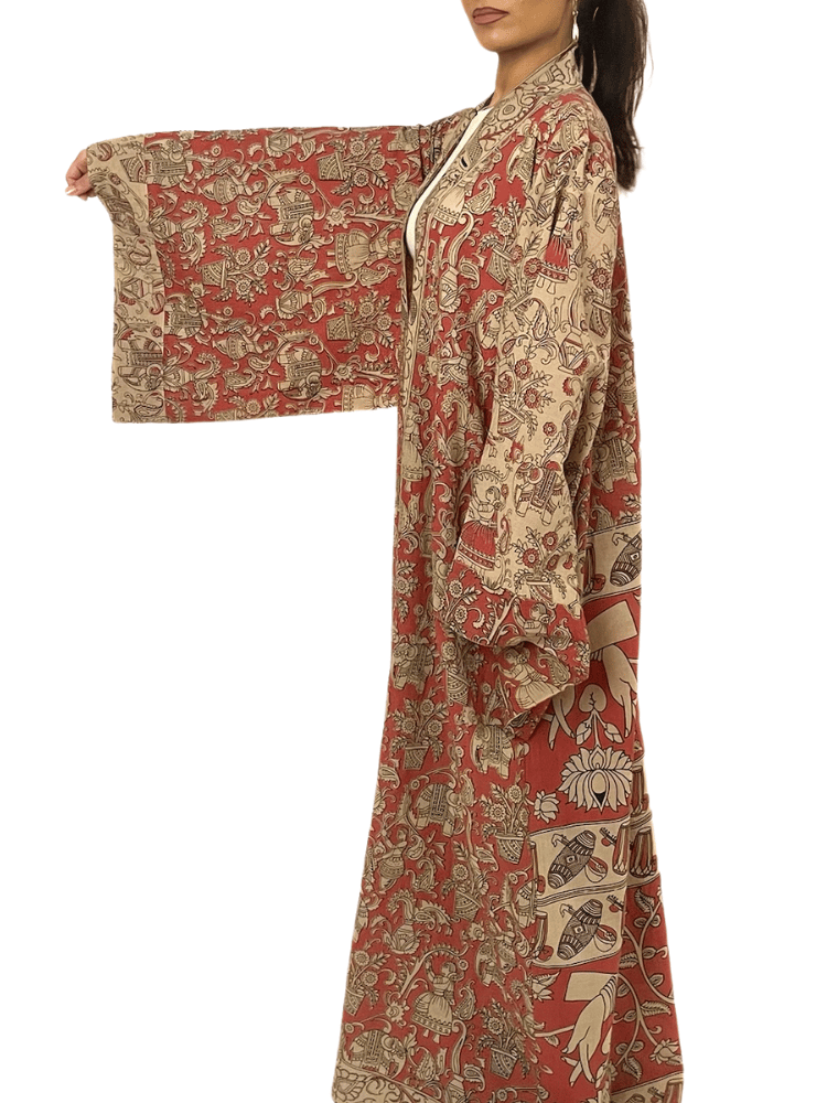 Abaya made of Indian fabric with wide sleeves