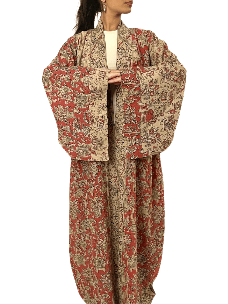 Abaya made of Indian fabric with wide sleeves