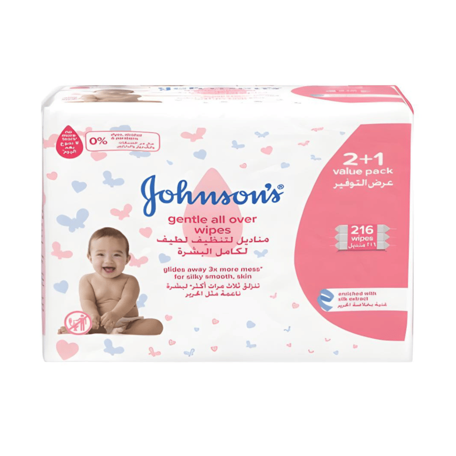 Carton of Johnson wet wipes imported 9 bags per carton, with 72 tissues in each bag