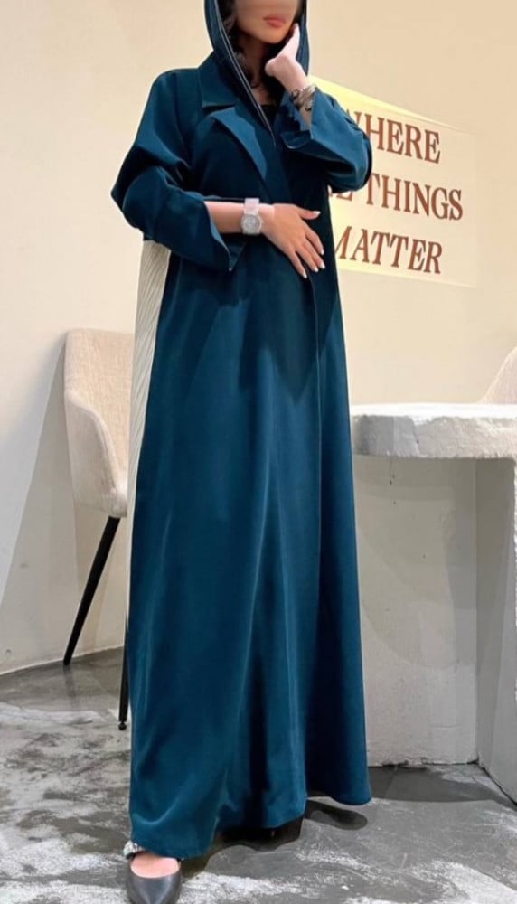 Blue X white abaya