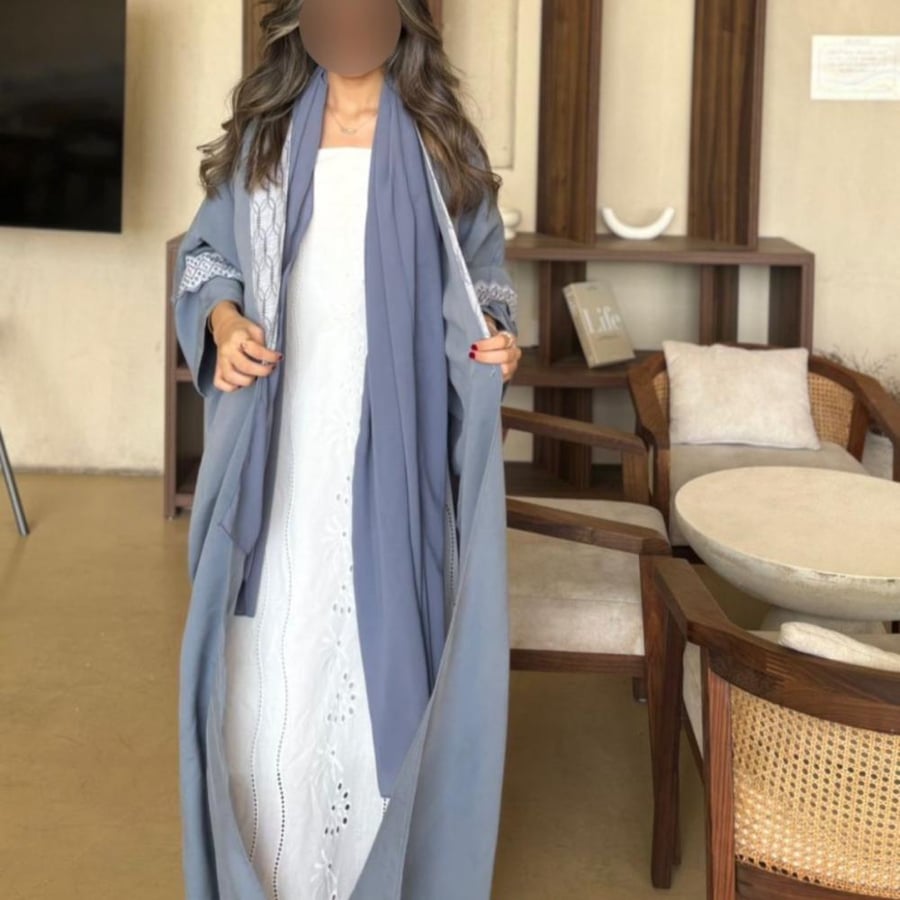 baby blue bisth abaya