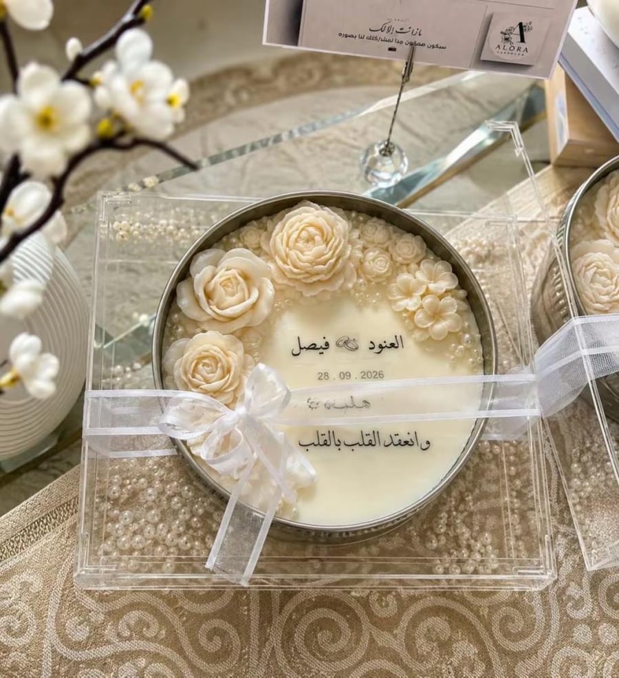 شمعة عقد قران مقاس 20 سم مع صندوق اكرليك