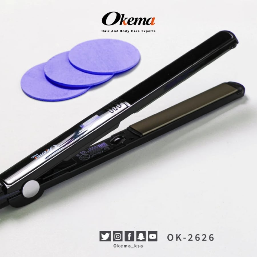 مكواة فرد وتمليس الشعر سيراميك بتقنية الأيونات OK-2626 من اوكيما