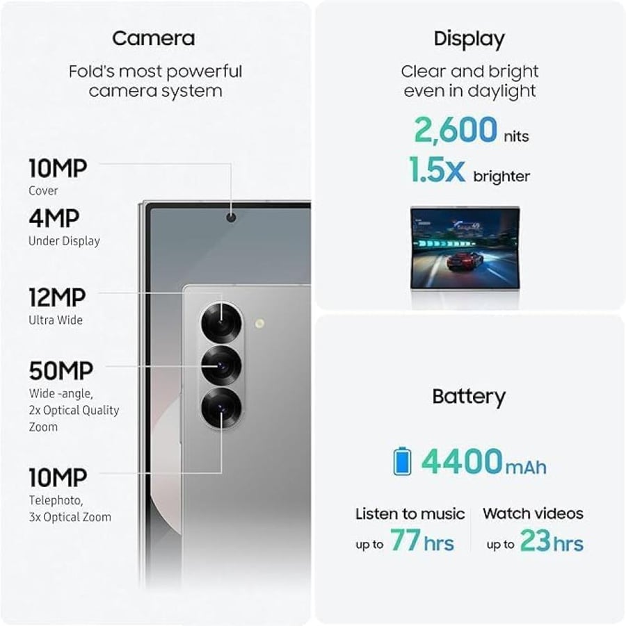 جوال سامسونج جالكسي زد فولد 6 - 256GB/12GB أسود - صورة 3