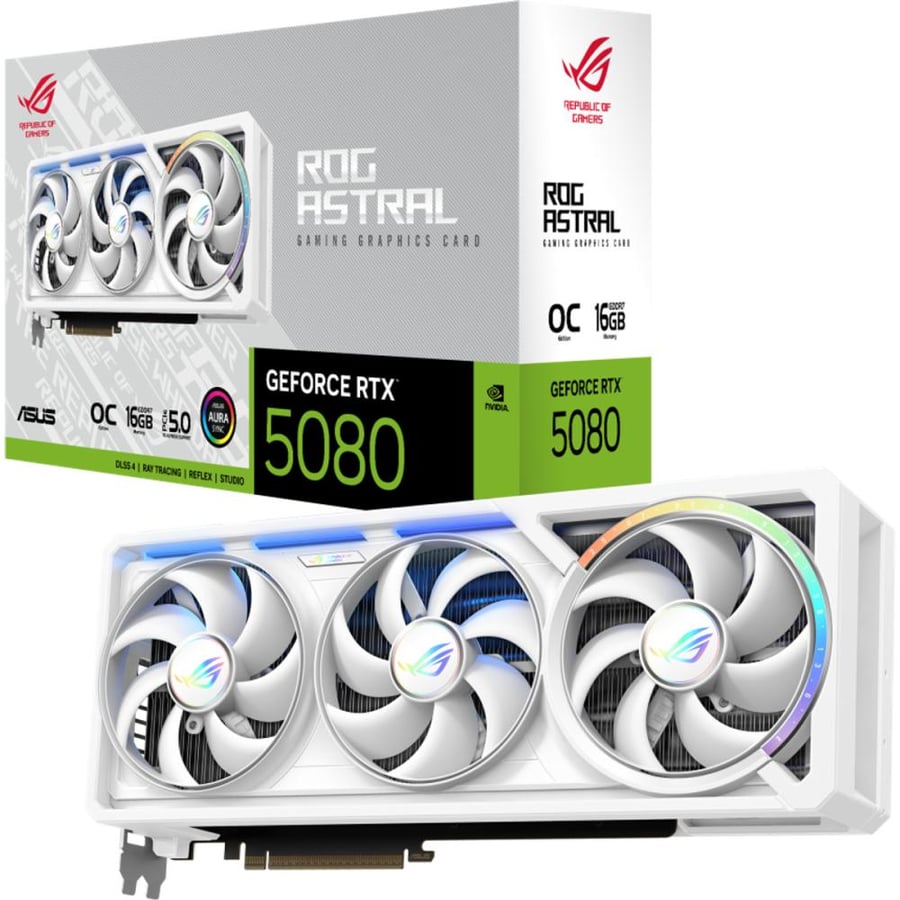 كرت ASUS ROG Astral RTX 5080 أبيض مع الكرتون الأصلي
