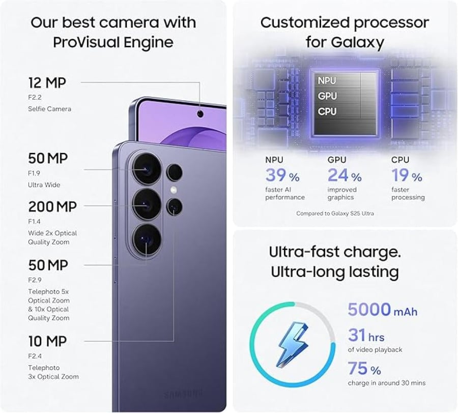جوال سامسونج جالكسي S26 الترا - 256GB/12GB أسود - صورة 2