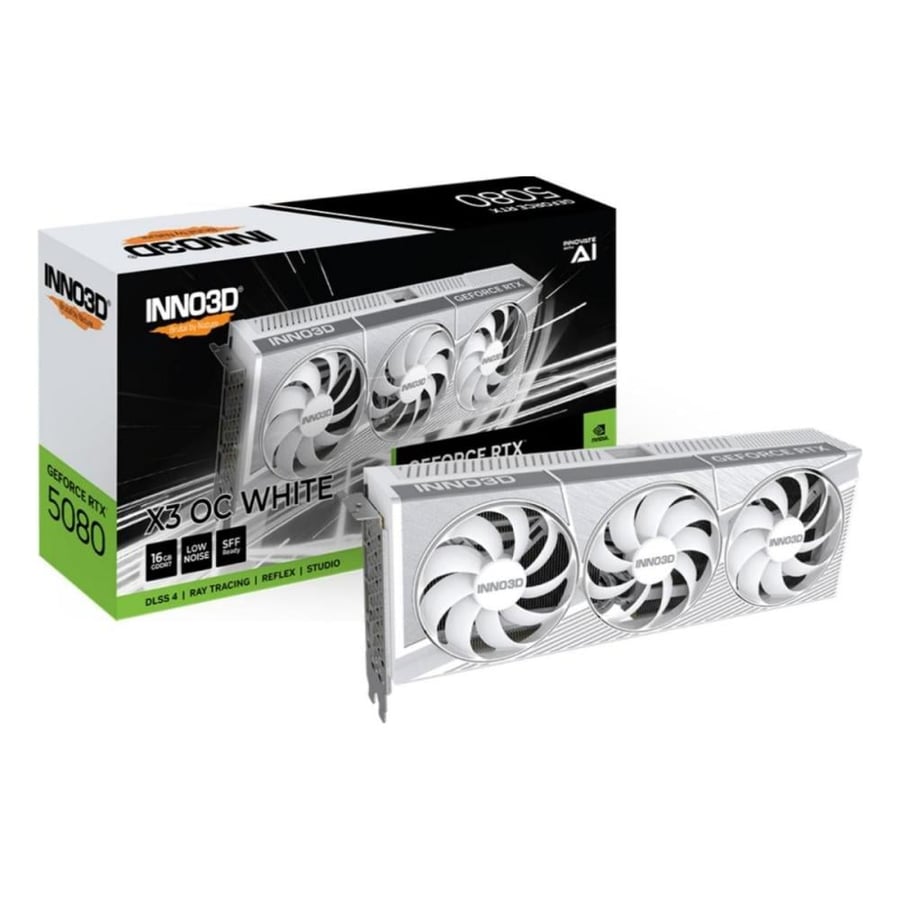 كرت شاشة INNO3D RTX 5080 X3 OC أبيض مع الكرتون