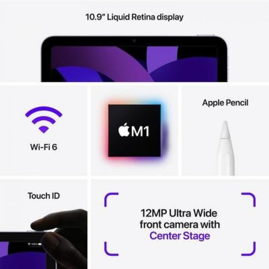 آيباد اير 5 (2022) - Apple iPad Air 5th Gen M1 Wi-Fi - 64GB رمادي فلكي
