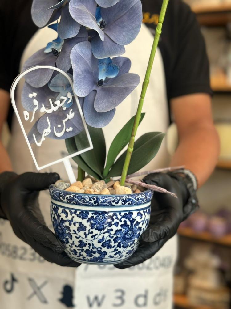 فازة السيراميك مع ورد الاوركيد