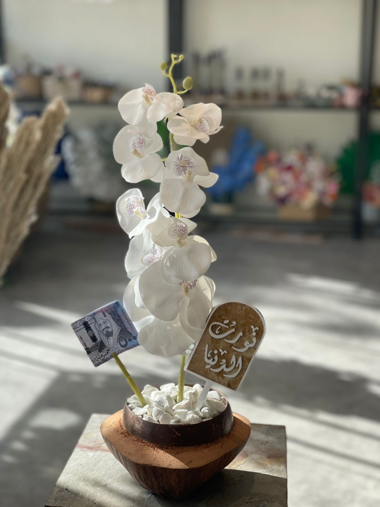 فازة خشب جوز الهند بتنسيق جميل