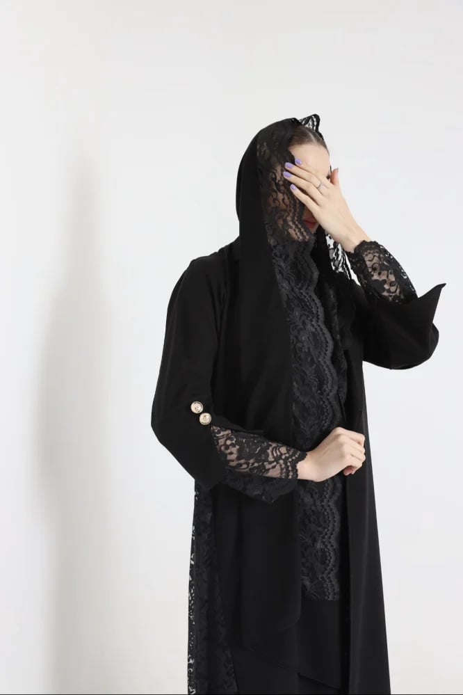 Lace flower abaya
