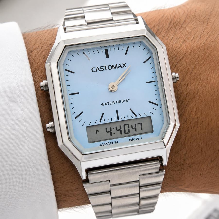 ساعة كاسيو CASIO , MAX VINTAGE اللون سماوي