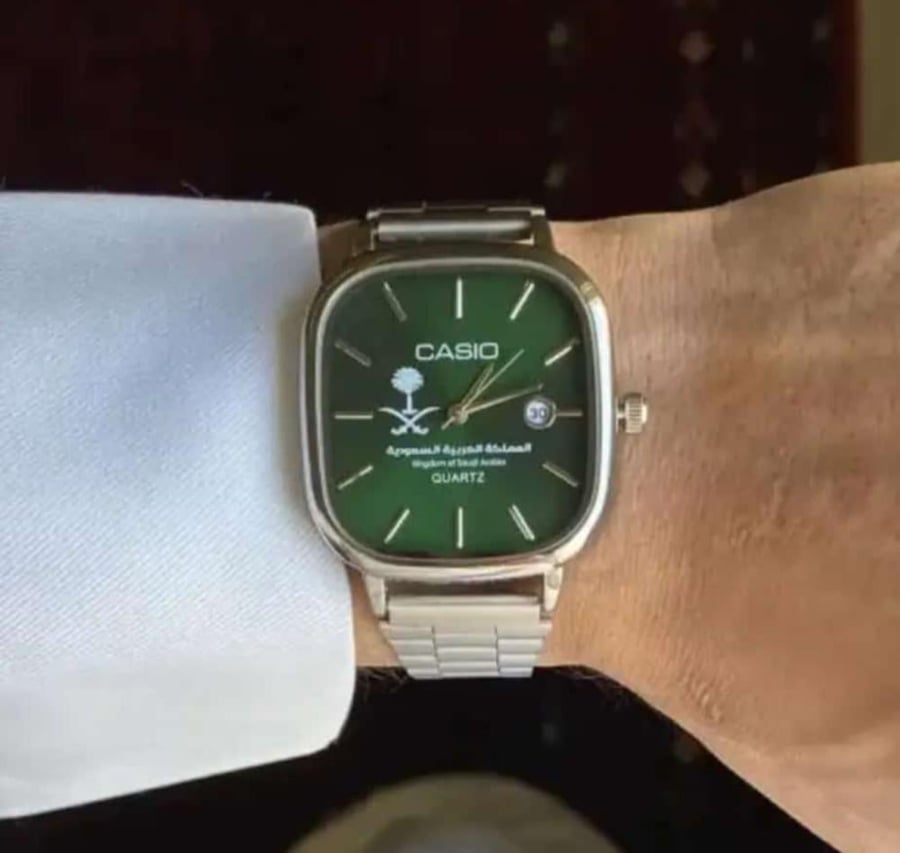 ساعة كاسيو casio LTP اخضر الملكي شعار سيفين ونخلة