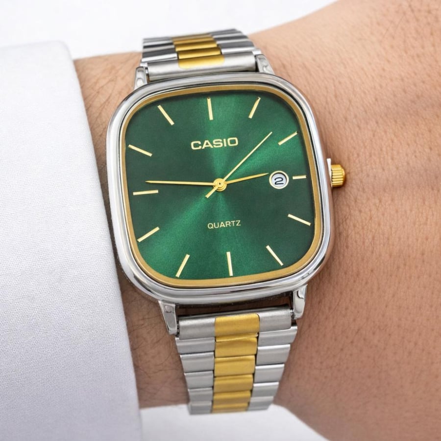 ساعة كاسيو casio LTP لونين اخضر