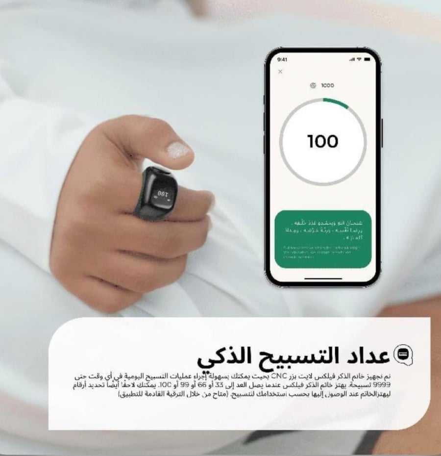 خاتم التسبيح الذكي اي قبلة مع قطع متعدد المقاسات وبوكس شحن -iQIBLA