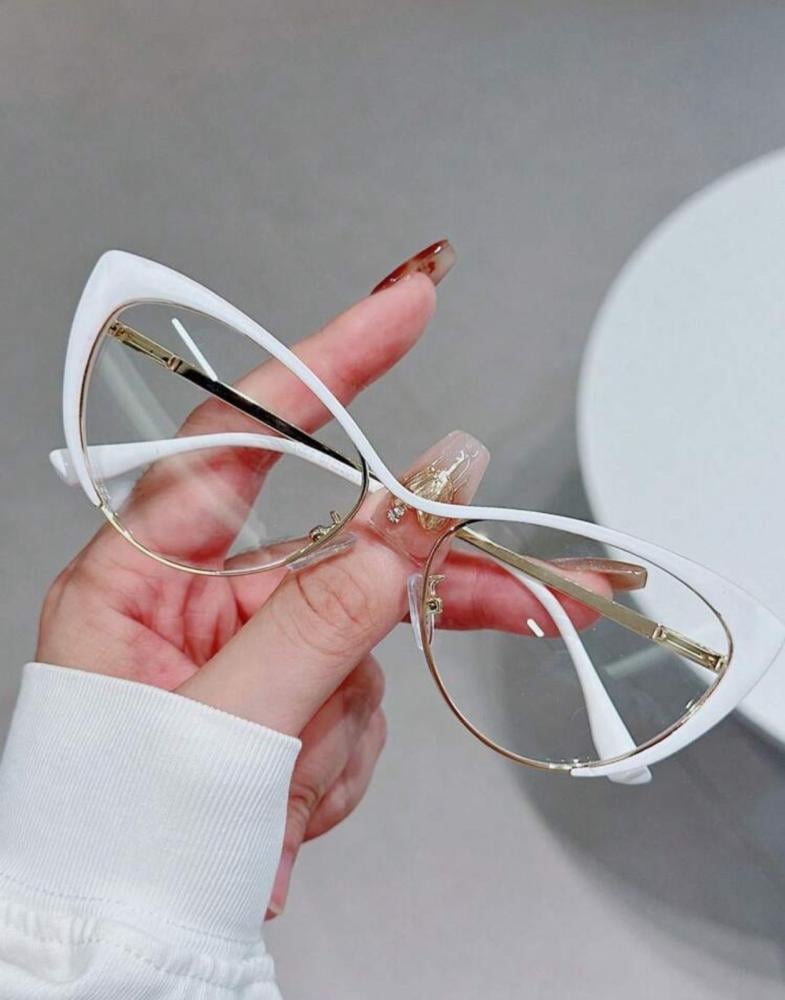 Clear glasses frame with decorative lens