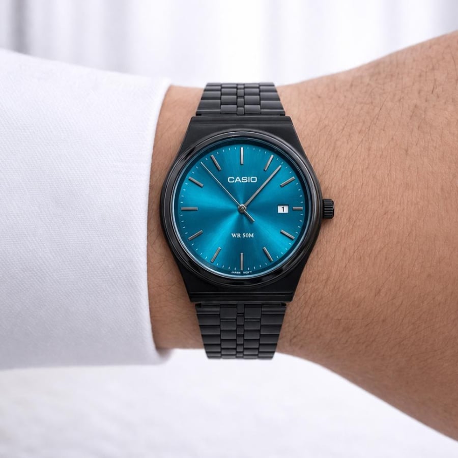 ساعة كاسيو casio MTP ازرق
