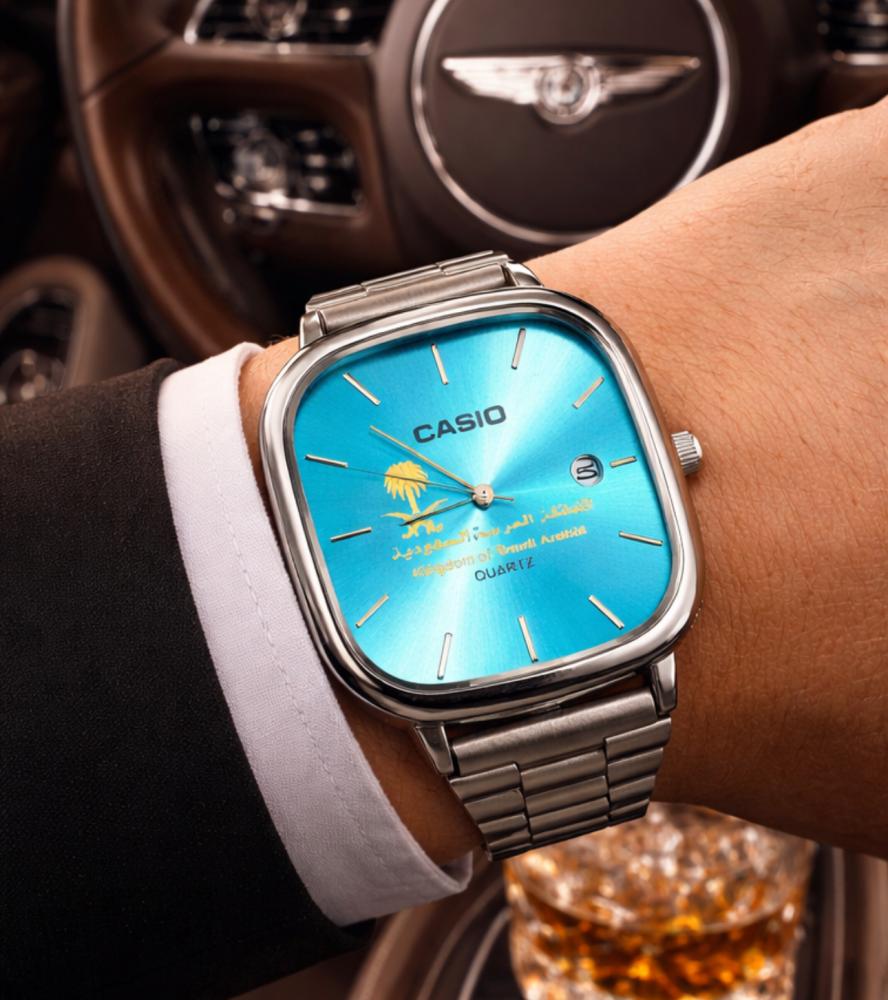 Casio LTP watch blue with Seven and palm tree logo