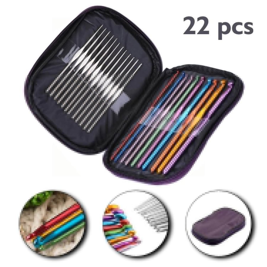 Crochet Needle set 22 pcs   مجموعة إبرة الكروشيه 22 قطع