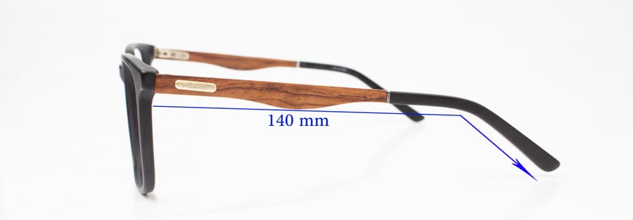 Unisex medical glasses made of plastic, model number 2015C2, matte black, wooden