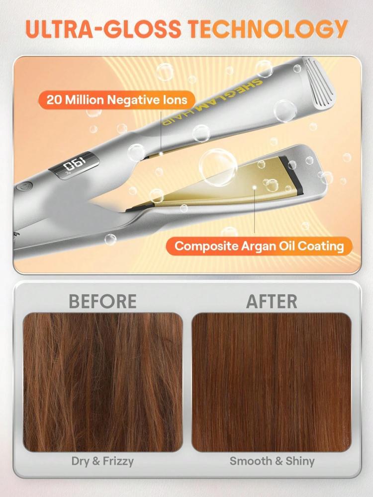 SHEGLAM HAIR مكواة فرد وتجعيد ناعمة - 2 في 1