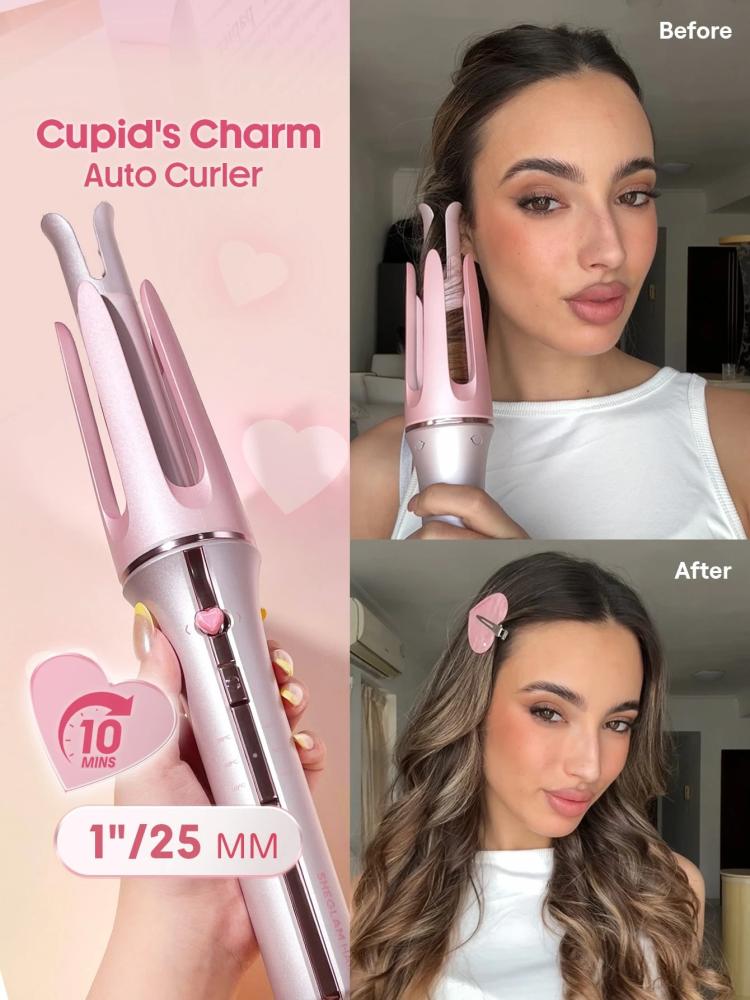 SHEGLAM HAIR مكواة تجعيد تلقائية وردية
