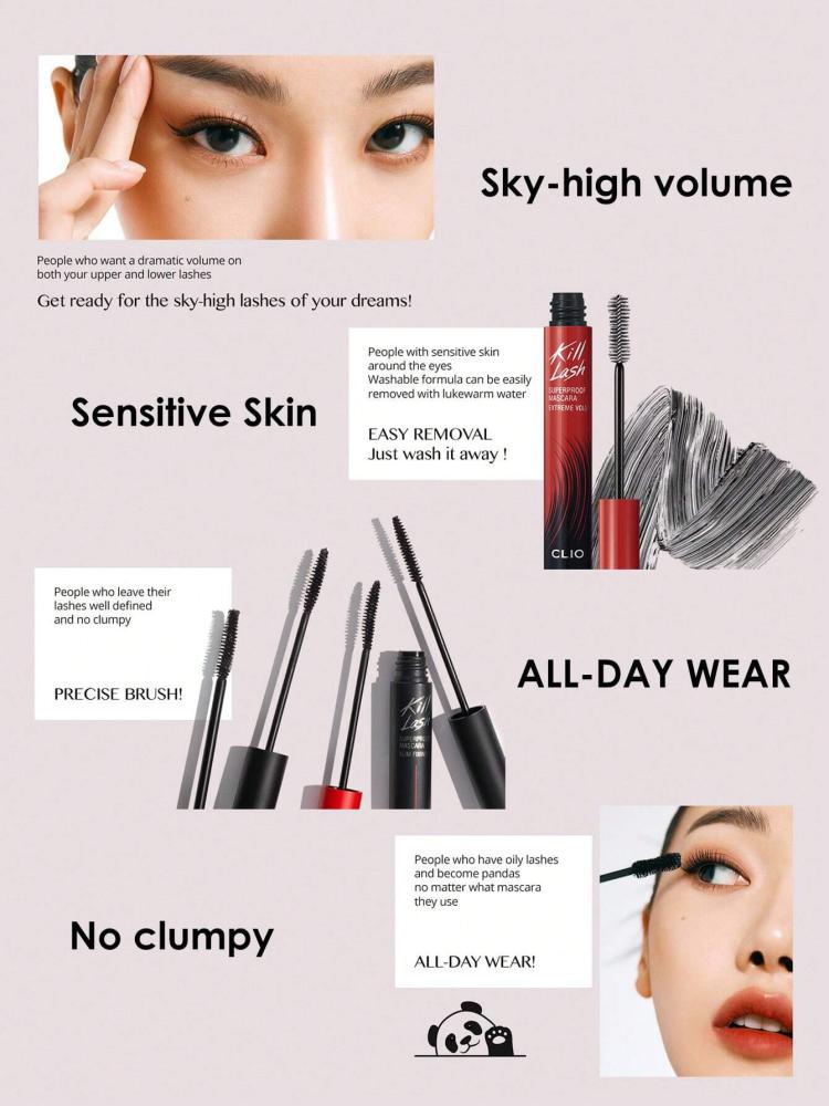 Clio ماسكارا مقاومة للماء لتطويل وتجعيد الرموش - 01