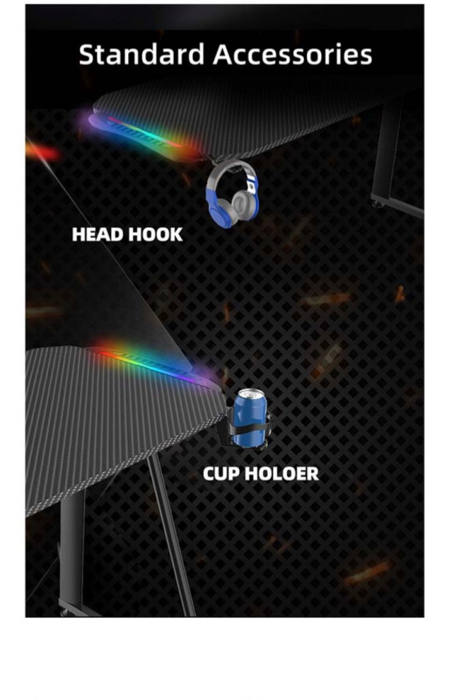 طاولة احترافية للألعاب بإضاءة متعددة الألوان RGB مقاس 153 سم
