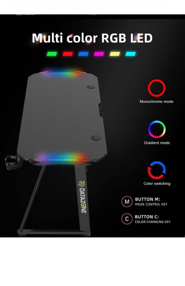 طاولة احترافية للألعاب بإضاءة متعددة الألوان RGB مقاس 153 سم