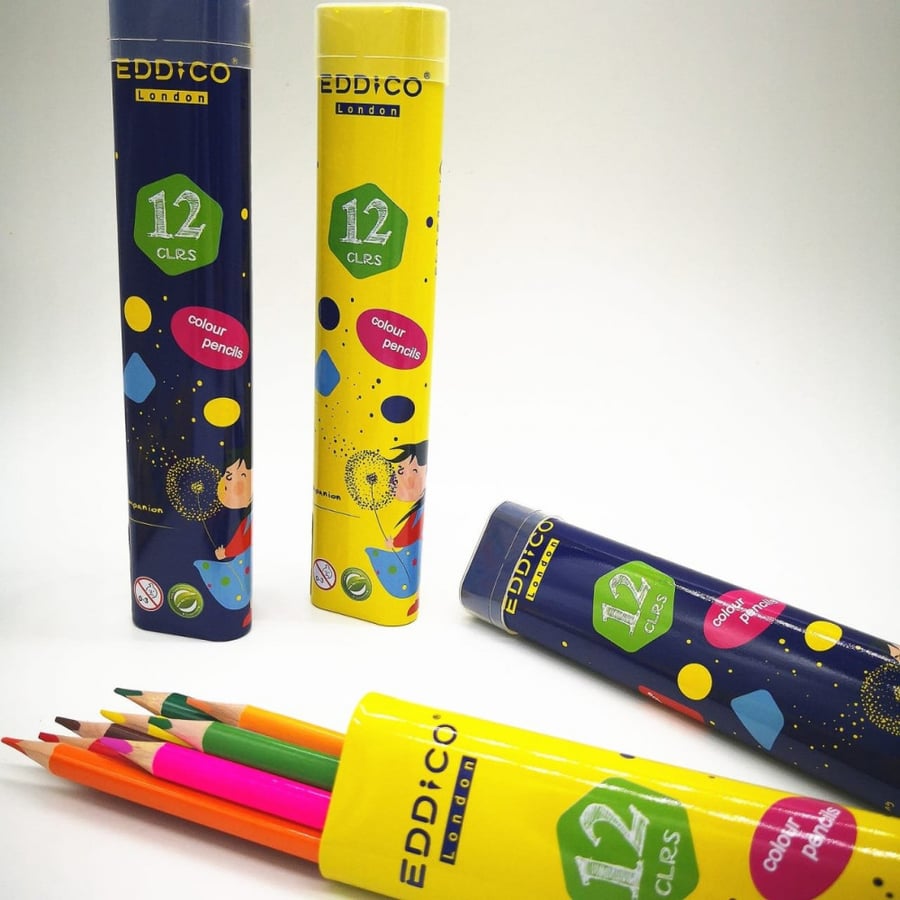 EDDICO Colouring Pencils, 12 Colours, Triangular Barrel