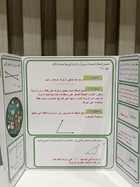 مطوية الهندسة الزوايا والمضلعات للصف السادس الفصل الدراسي الثاني