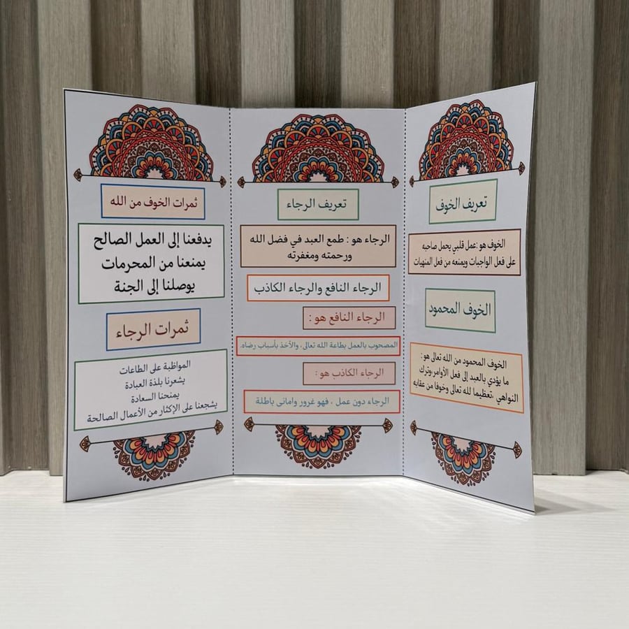 مطوية اسلاميات خامس الخوف والرجاء الفصل الثاني