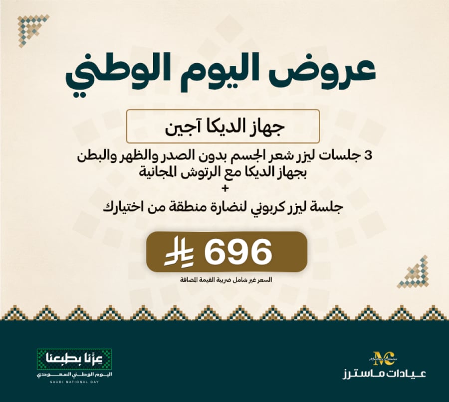 3 جلسات ليزر شعر الجسم بدون الصدر والظهر والبطن بجهاز الديكا مع الرتوش المجانية + جلسة ليزر كربوني لنضارة منطقة من اختيارك