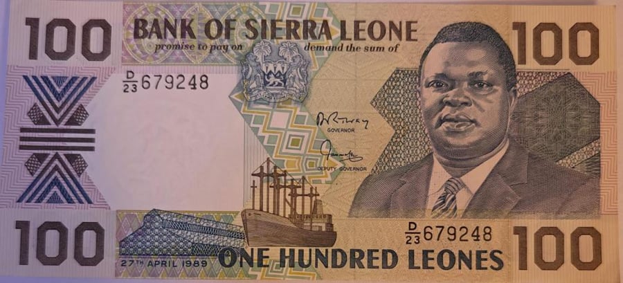 100 لونيس سيراليون اصدار 1989 م انسر
