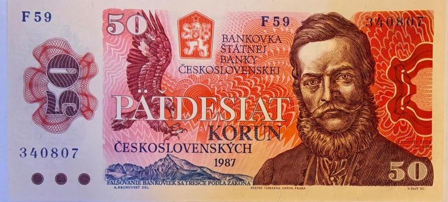 50 كرونا تشيكوسلوفاكيا اصدار 1987 م انسر