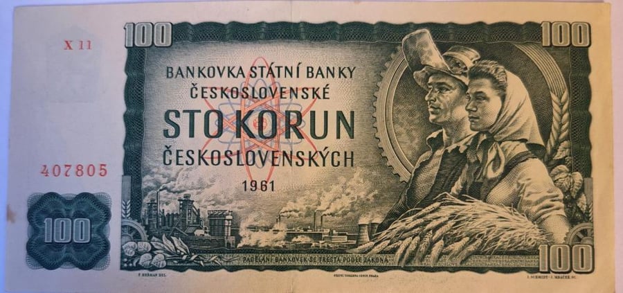 100 كرونا تشيكوسلوفاكيا اصدار شحيح 1961 م حالة ممتازة رقم 805
