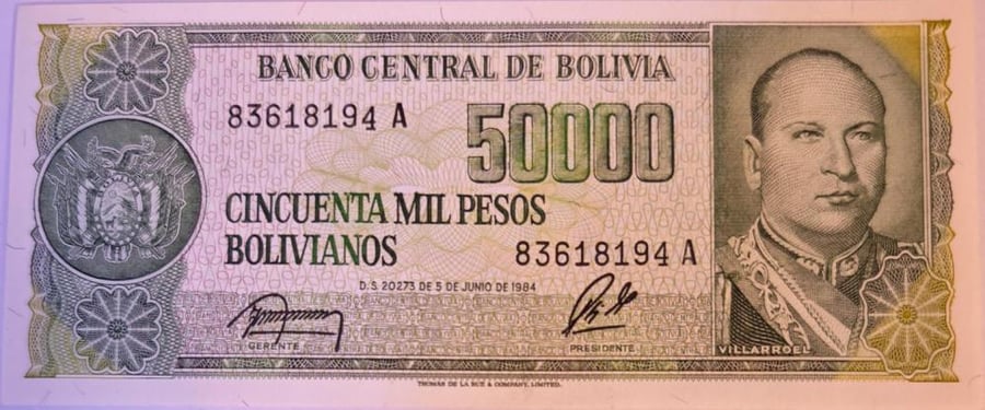 5000 بولفيانو بوليفيا اصدار 1984 م انسر رقم 194