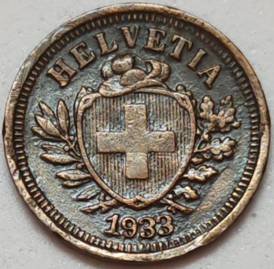 1 رابن سويسرا اصدار 1933 م معدن