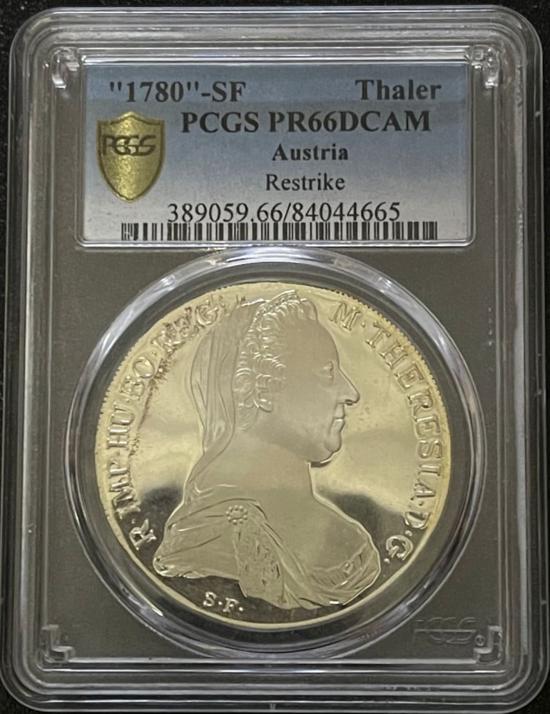 1 تايلر او ريال نمساوي او ريال فرانسي فضة حجم كبير اصدار 1780  النمسا مقيم PCGS