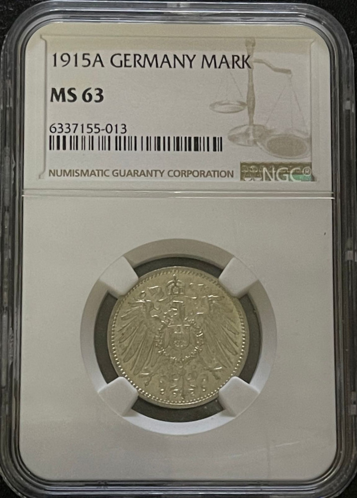 1 مارك المانيا فضة اصدار 1915 مقيمة NGC
