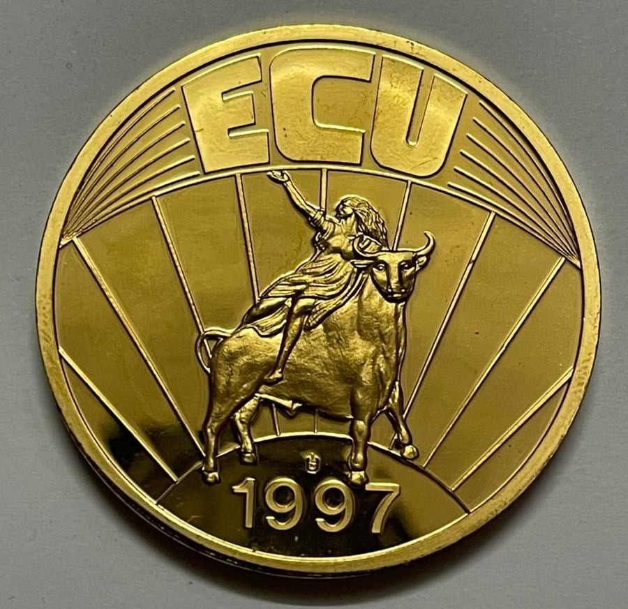 ميدالية تذكارية المانيا وحدة النقد الالكترونية 1997 م
