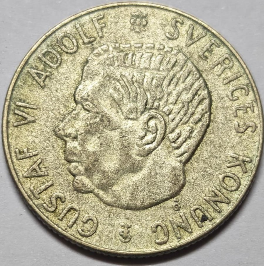1 كرونا السويد اصدار 1955 معدن شحيح جدا