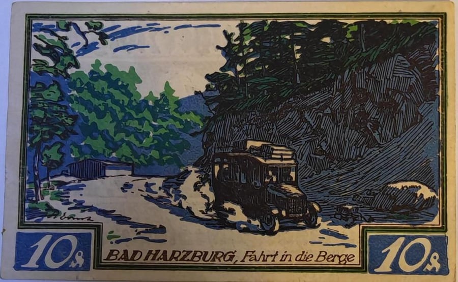 10 بفنج المانيا اصدار الطوارئ جولد نوت اصدار صغير 1923 انسر