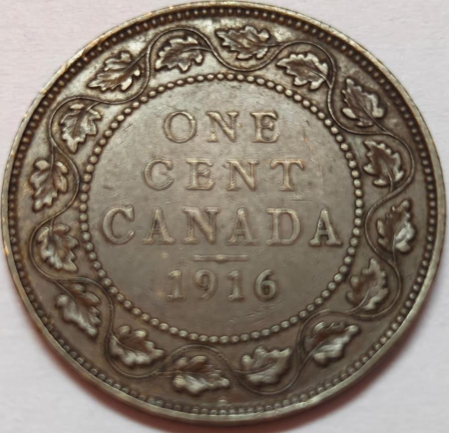 1 سنت كندا الملك جورج الخامس سنة 1916 م معدن