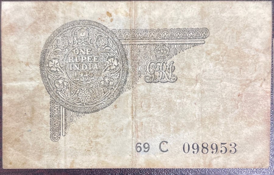 1 روبية الملك جورج الخامس الهند تحت الحكم البريطاني سنة 1935 حالة ممتازة