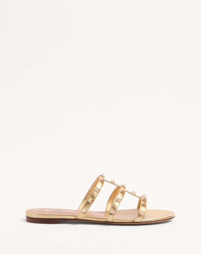 Valentino ROCKSTUD LAMINATED NAPPA SLIDE SANDAL