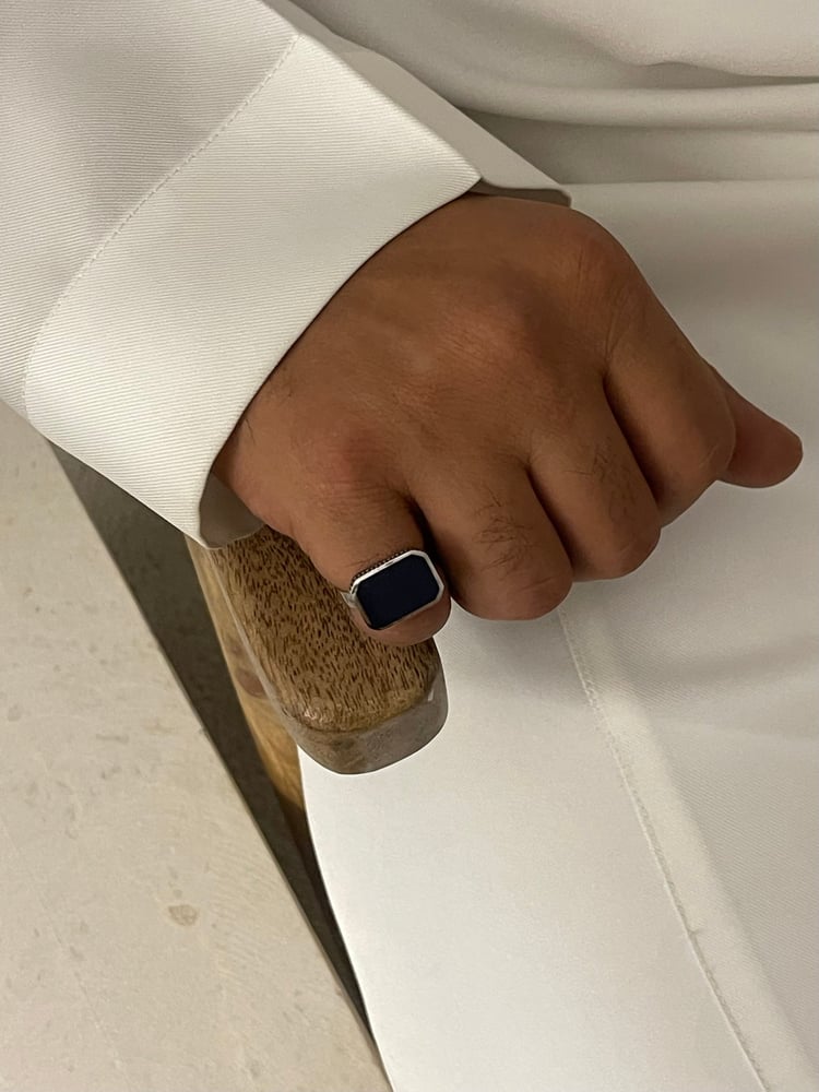 خاتم فضة كحلي غامق