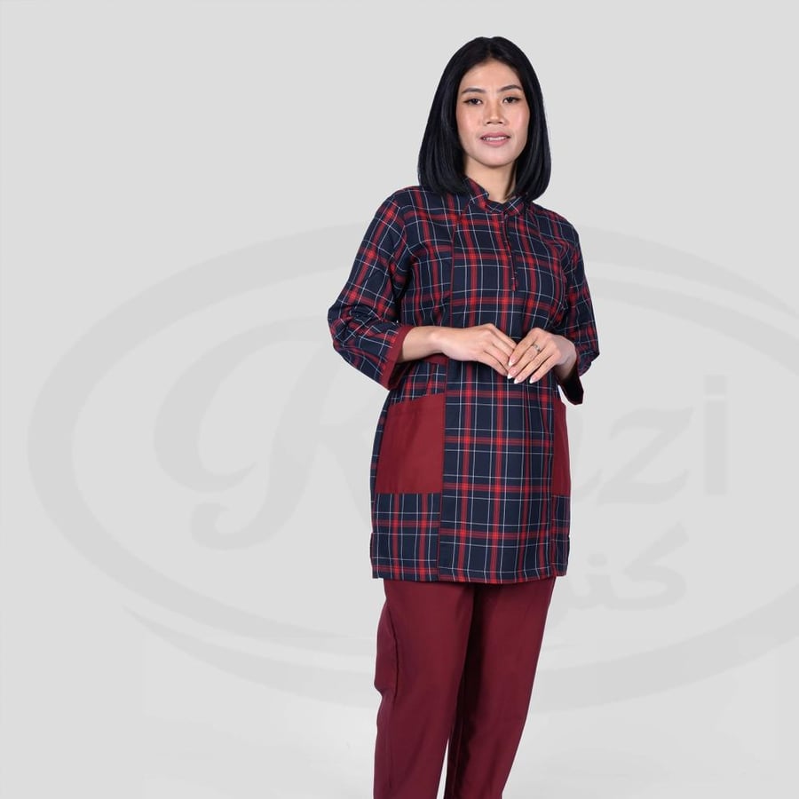 بدله عاملة كاروهات انيق من قطعتين تيشيرت كاروهات وبنطلون ساده